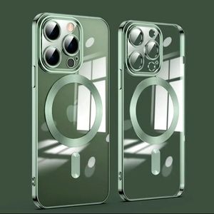 A clear/green magnetic iPhone case 12pro with camera protection